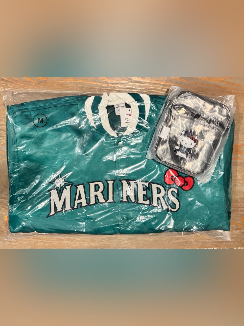 Hello Kitty Mariners Adult Medium Jacket with Clear Crossbody Bag